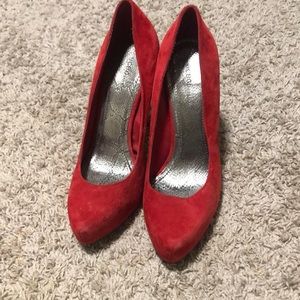BCBGeneraration red suede roughly 4.5” heels size 10